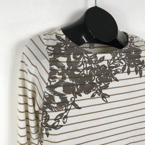 J. Jill Pima Floral Stripe Knit Top Women's Small Cotton Blend Stretch Casual - Picture 5 of 12